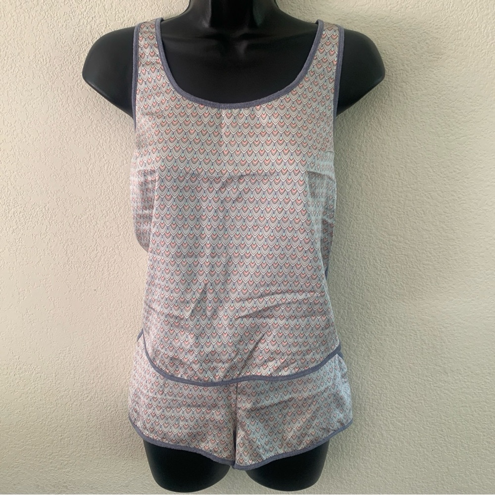 Victoria’s Secret Size Small Sleep PJ Set Tank Shorts Grey Pink Art Deco Lounge